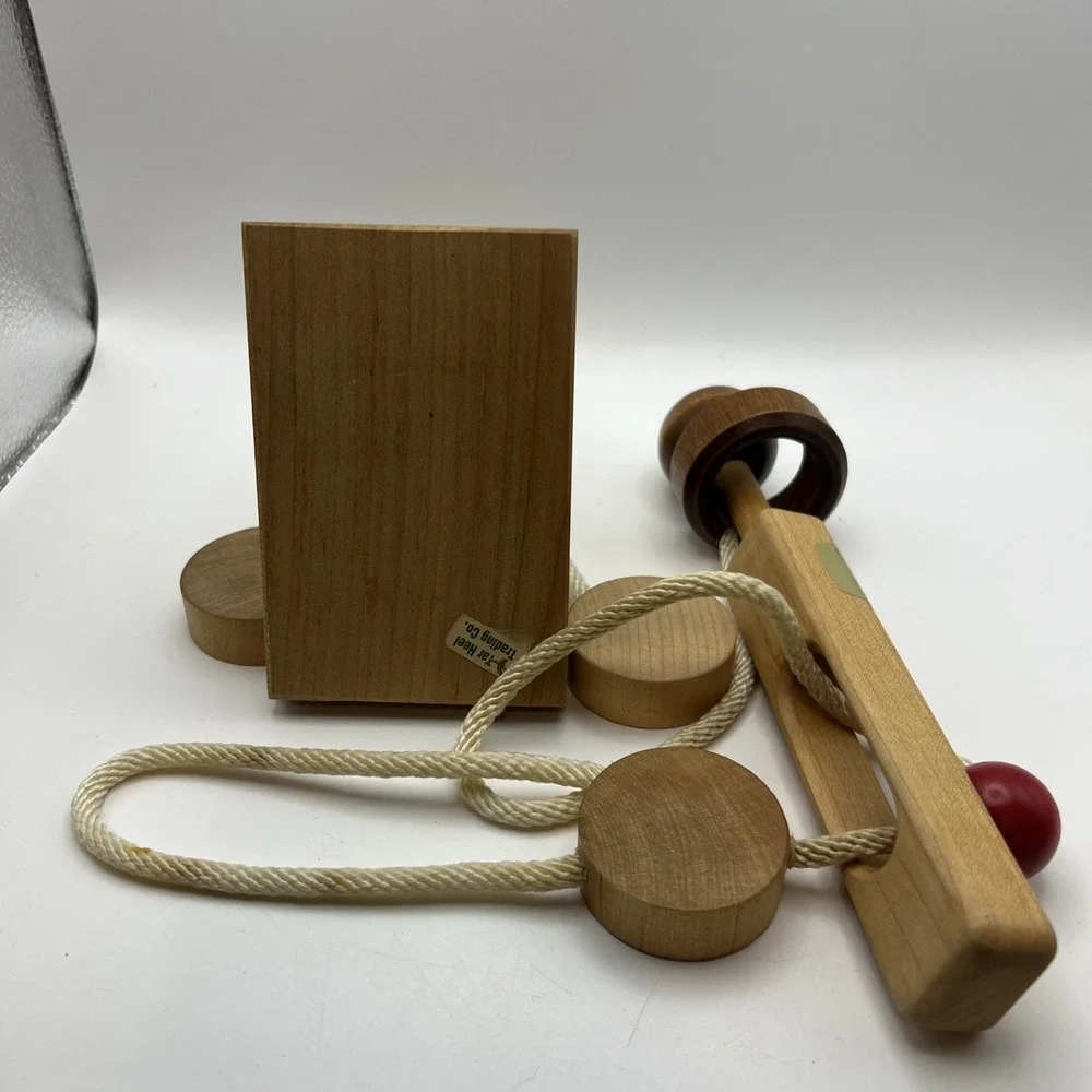 2 Vintage 1970's Wooden Brain Teasers By Baffle Puzzles USA